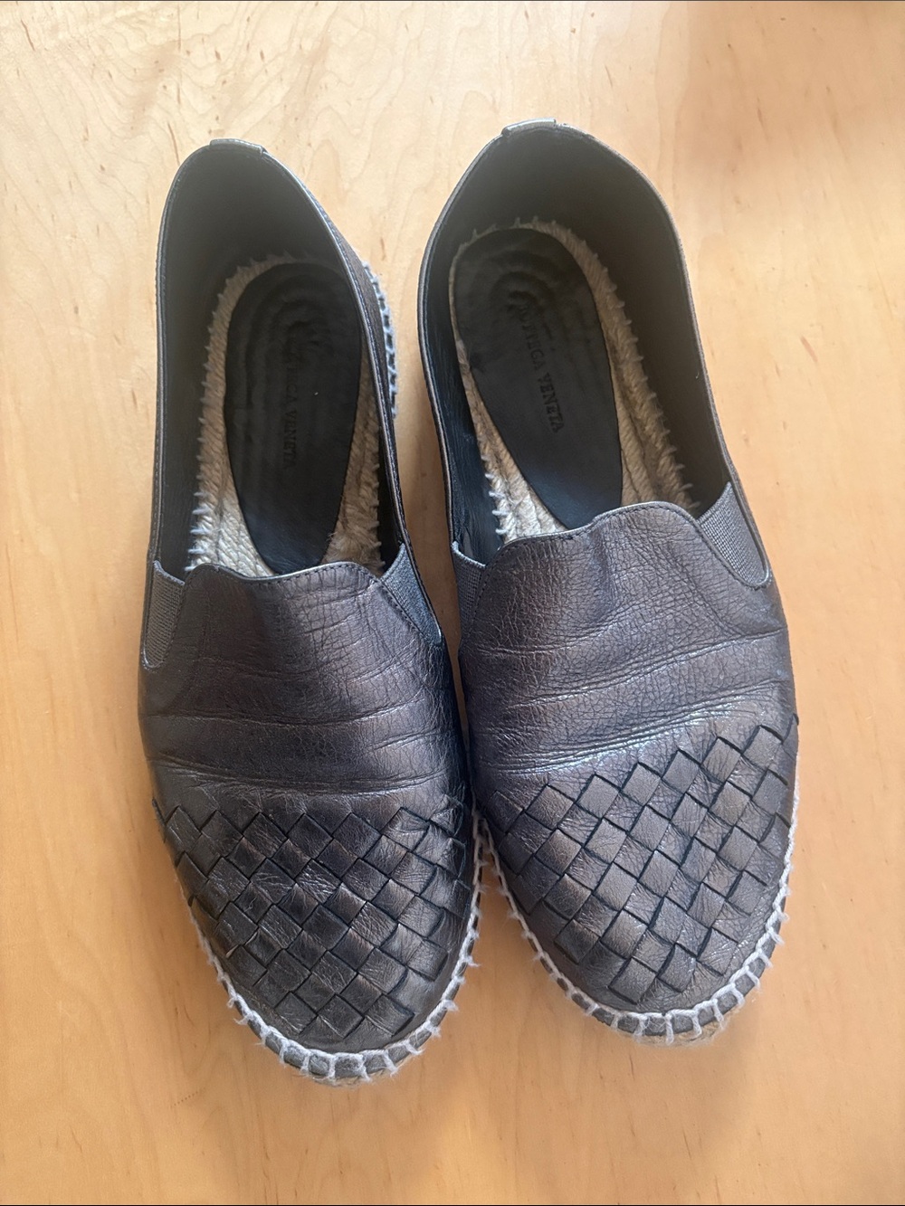Bottega Veneta Gunmetal Espadrille Flats